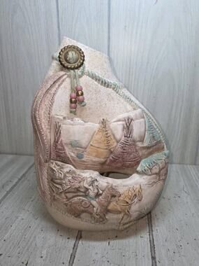 Vintage Indian Pottery Night Light Lamp Large Signed Knowles Southwestern Desert